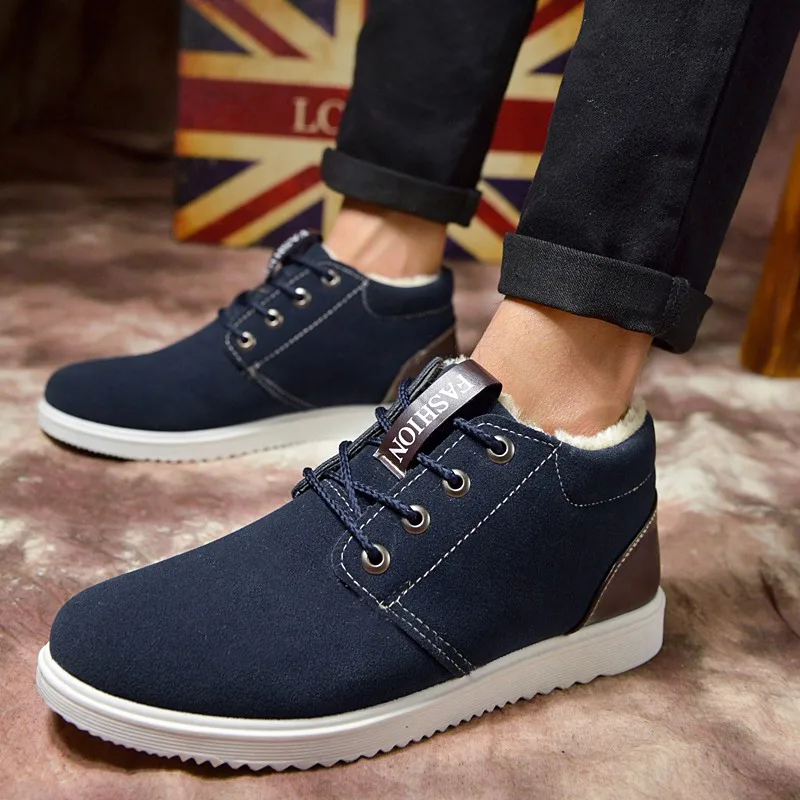 

Winter Men Casual Shoes Cotton-padded Fashion Lace Up Breathable Flat Solid Shoes For Male c12 15