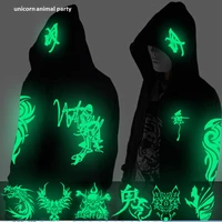 unisex noctilucent long sleeved jacket clothes loose coat and students fashion clothing dance night shining clothing ghost dance