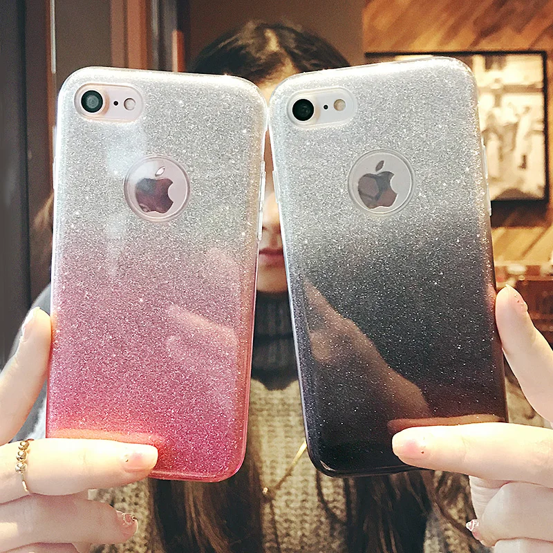 Блестящий Мягкий чехол из ТПУ с градиентом для iPhone X силиконовый 5 5S 5SE 6 S 7 8 Plus