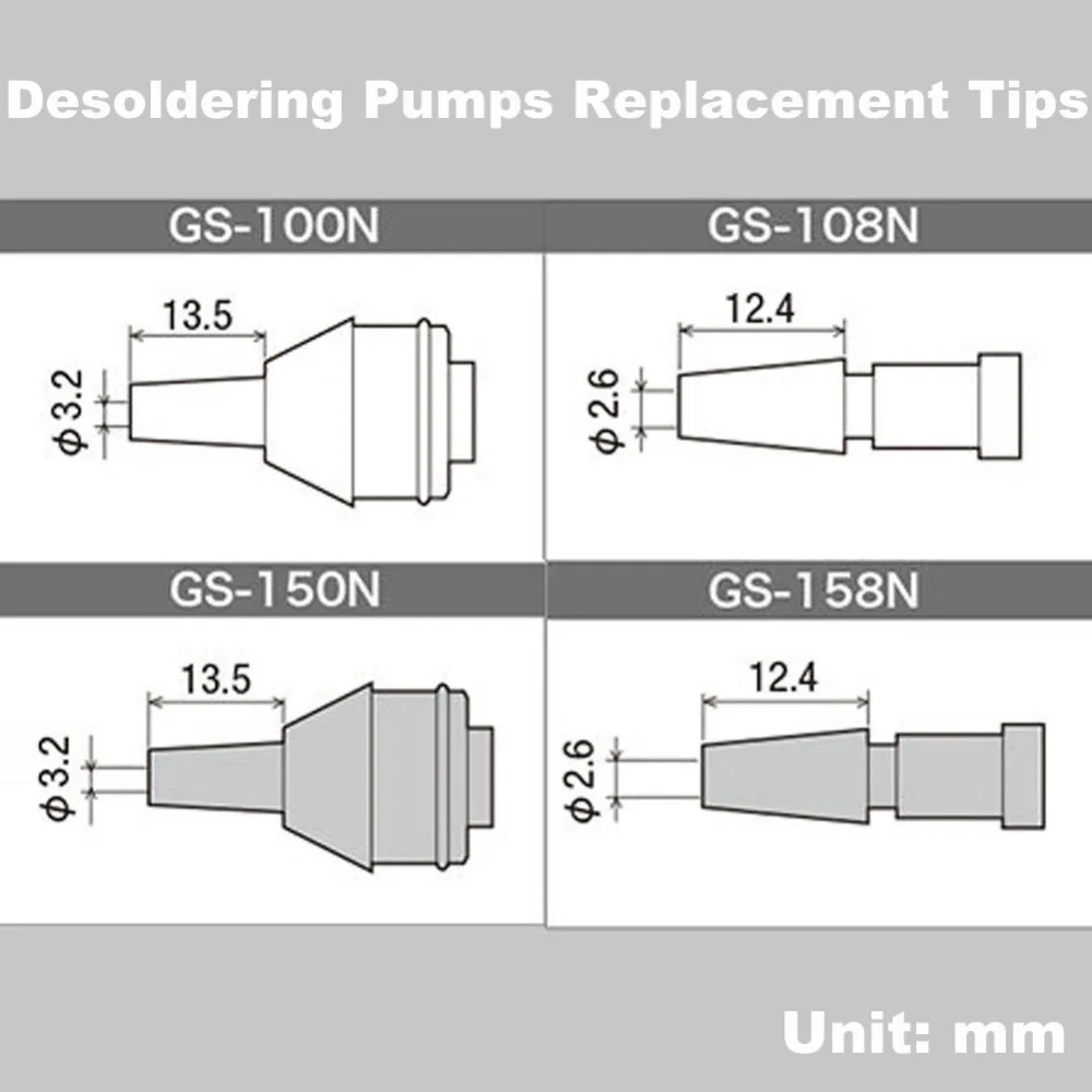 

Original Japan GOOT GS Desoldering Pump Nozzle Replacement Tip of Solder Suckers GS-100 GS-104 GS-108 GS-150 GS-154 GS-158 Parts