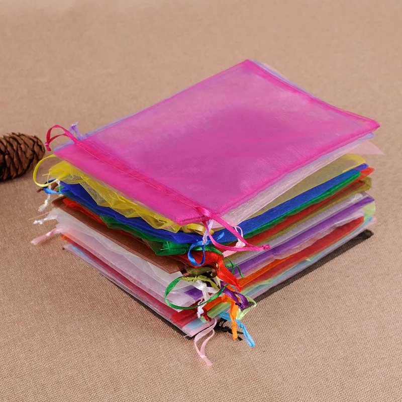 Сумки из органзы 25x35 см 100 шт./лот большие подарочные пакеты на шнурке с логотипом на заказ