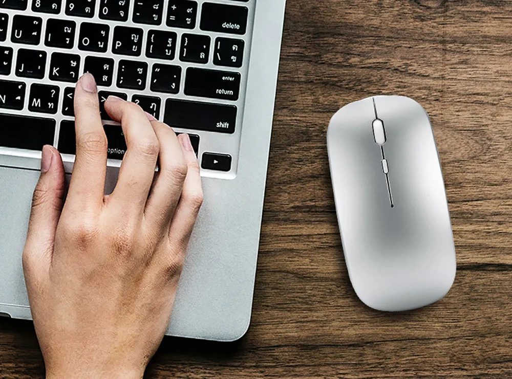 Беспроводная мышь, бесшумная кнопка, ультра тонкая USB оптическая мышь, новинка, перезаряжаемая, для ноутбука, ПК, USB оптическая Бесшумная компьютерная мышь