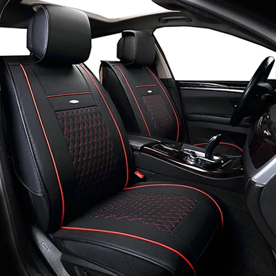 Black Red Standard Новинка, автомобильные универсальные чехлы из искусственной кожи(передняя+ задняя) для Renault Kangoo, kapptur Koleos, Лагуна 2, широта, Логан, saab 93 95 - Название цвета: Black Red Standard