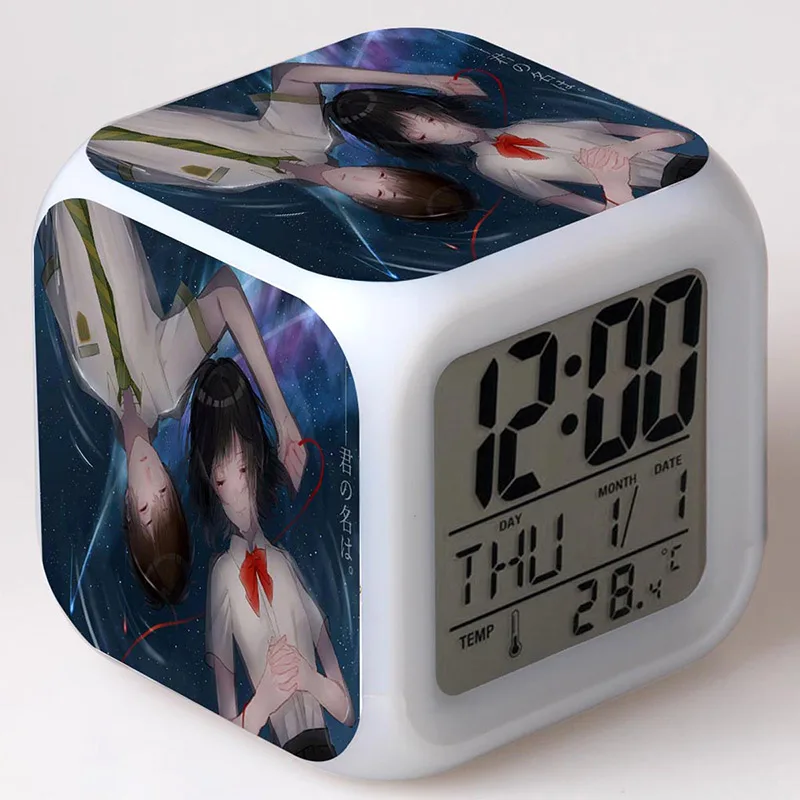 Японский Манга ваше имя фигурки светодиодный Будильник Красочный ночник