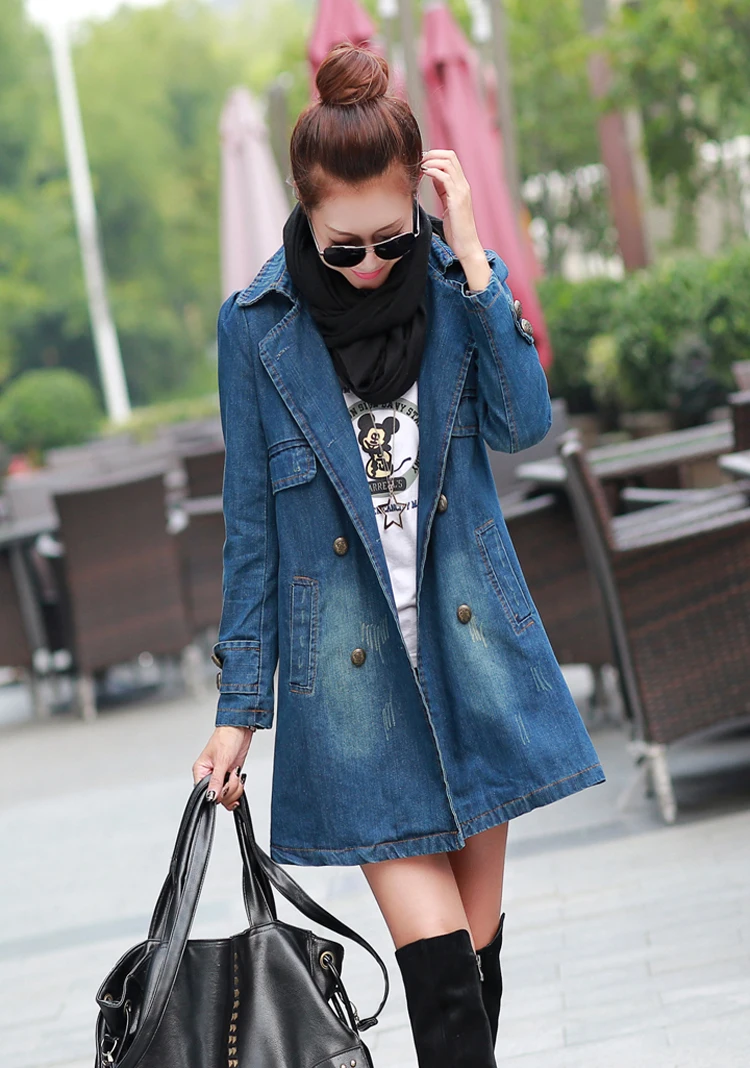 Long Jeans Jackets Outerwear Plus Size 