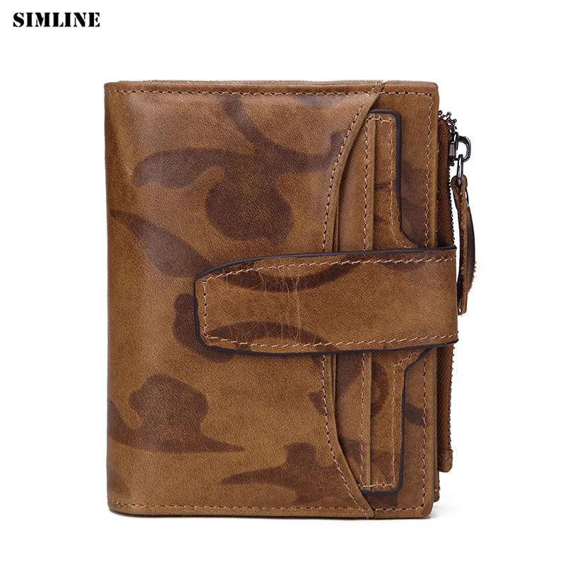 SIMLINE из натуральной кожи Для мужчин Rfid кошелек Мужчин's Винтаж Короткие Кошельки