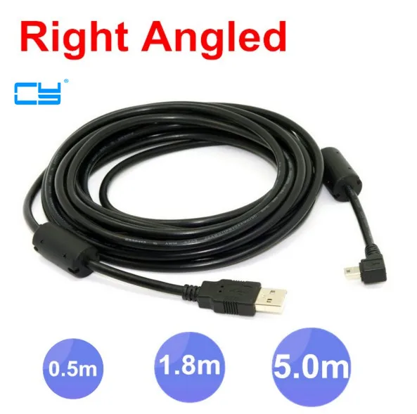 

USB 2.0 Male to Mini USB Left & Right Angled 90 Degree Cable 0.5m 1.8m 5m 50cm 180cm for Camera MP4 Cell Phone Tablet Smartphone