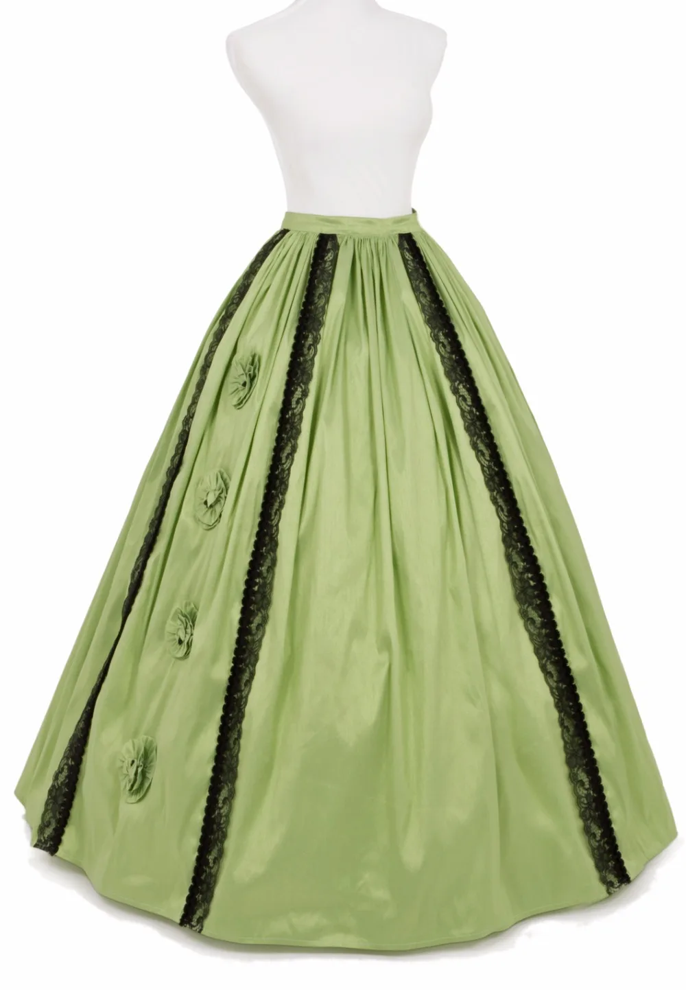 

Ruffled Print Victorian Skirt Victorian French Pleated Gathered Bustle Skirts