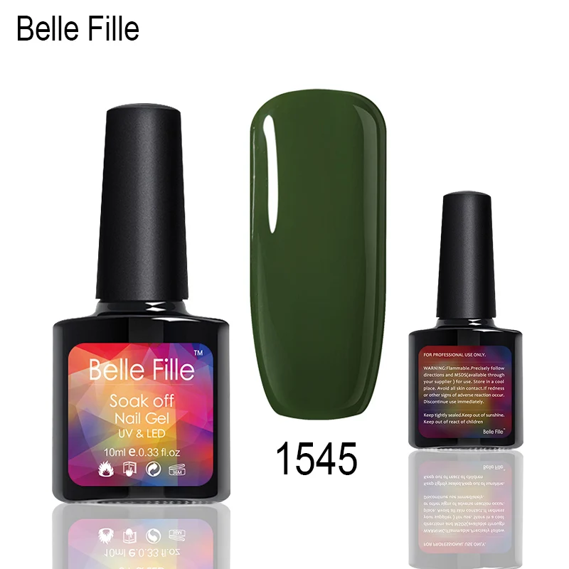 Belle Fille УФ гель для ногтей Летняя зеленая серия гели трава нужно верхнее покрытие