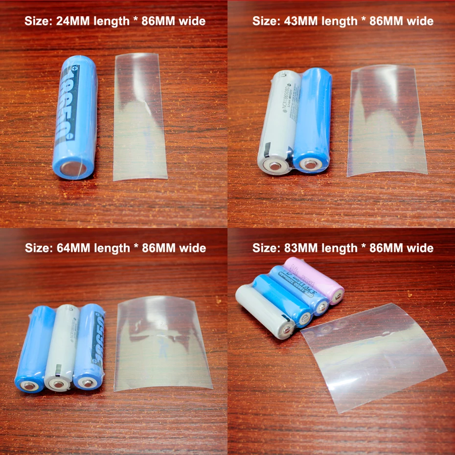 

100pcs/lot PVC heat shrinkable tube 18650 lithium battery pack flame retardant insulating sleeve packaging film