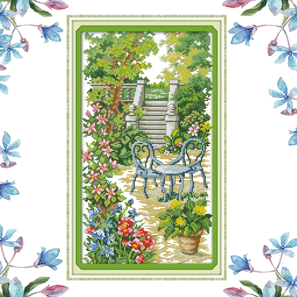 NKF Garden steps scenery style needlepoint Christmas stocking kits stamped cross stitch embroidery designs for home decoration | Дом и сад