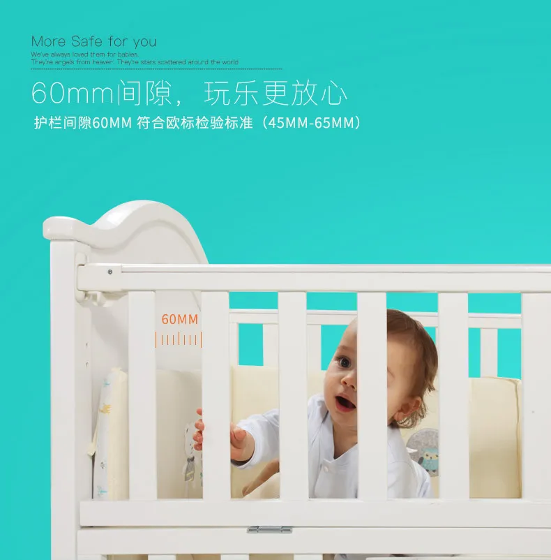 Baby Cribs baby nest baby bassinet solid wood newborn cradle bed with roller table lit enfant baby cot lit bebe white 104*61cm