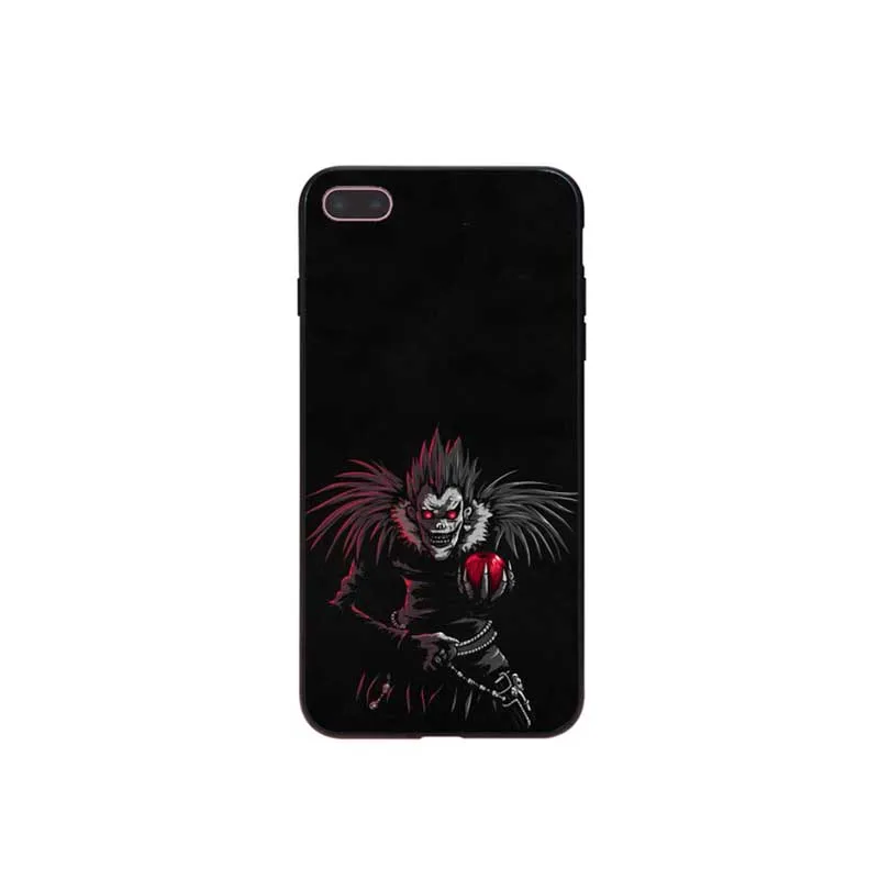 Смертная записка аниме черный мягкий чехол для телефона с изображением цветов