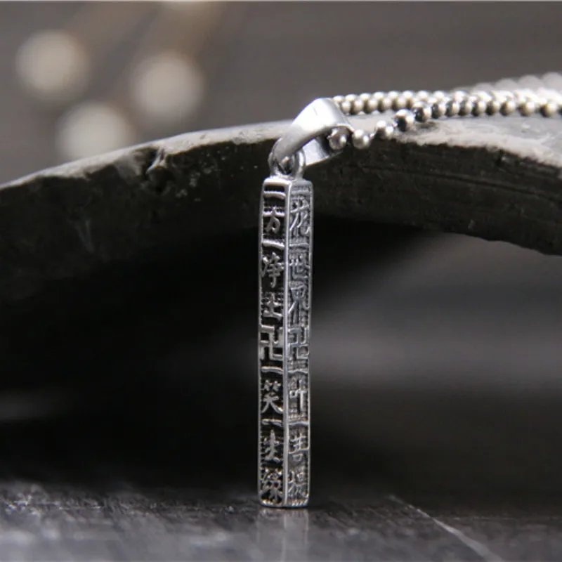 

Fashion 925 Silver Jewelry Simple Unisex Square Column&Straight Bar Long Necklaces Pendants Fit For Women Men Jewelry