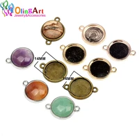 olingart 20pcslot 14mm inner size 4 colors plated classic style cabochon base setting charms pendant tray diy jewelry making