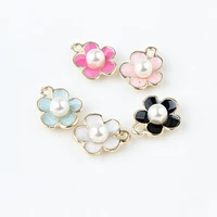 daisies 10pcs beautiful flower with pearl enamel charm alloy pendant fit necklaces bracelet diy fashion jewelry accessories