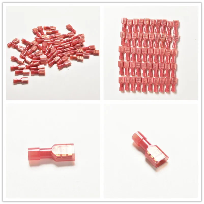 50 шт. Электрический женский изолированный красный разъем обжимной пуля терминал
