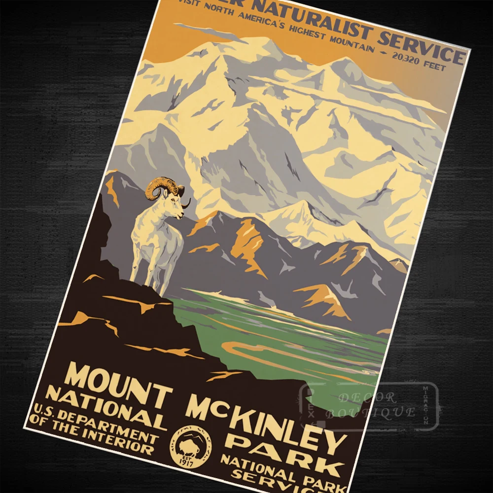 WPA National Park Art Landscape Extreme Sports Trip Travel Retro Vintage Poster Canvas DIY Wall Home Bar Posters Decor | Дом и сад