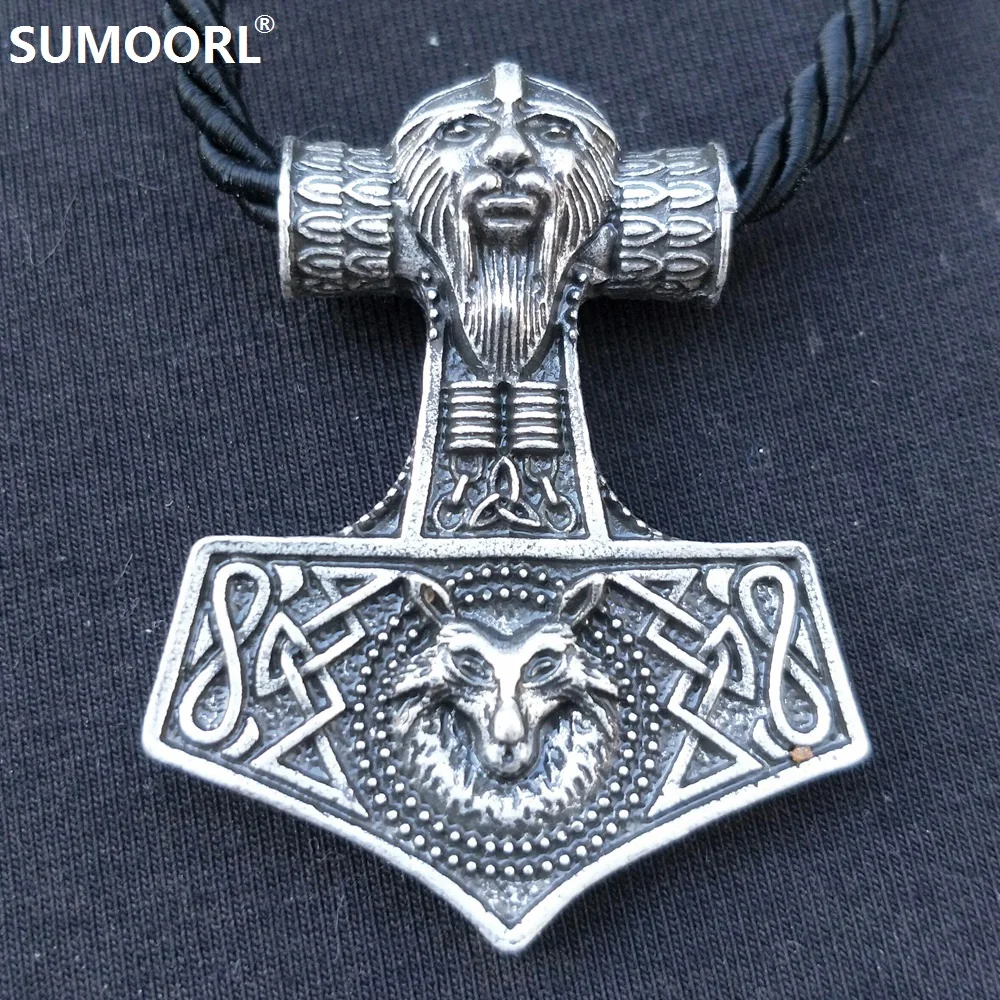 SUMOORL 1 шт./лот 55*45 мм Nordic Викинг Odin портрет Волчья Голова Логотип Ожерелье амулет