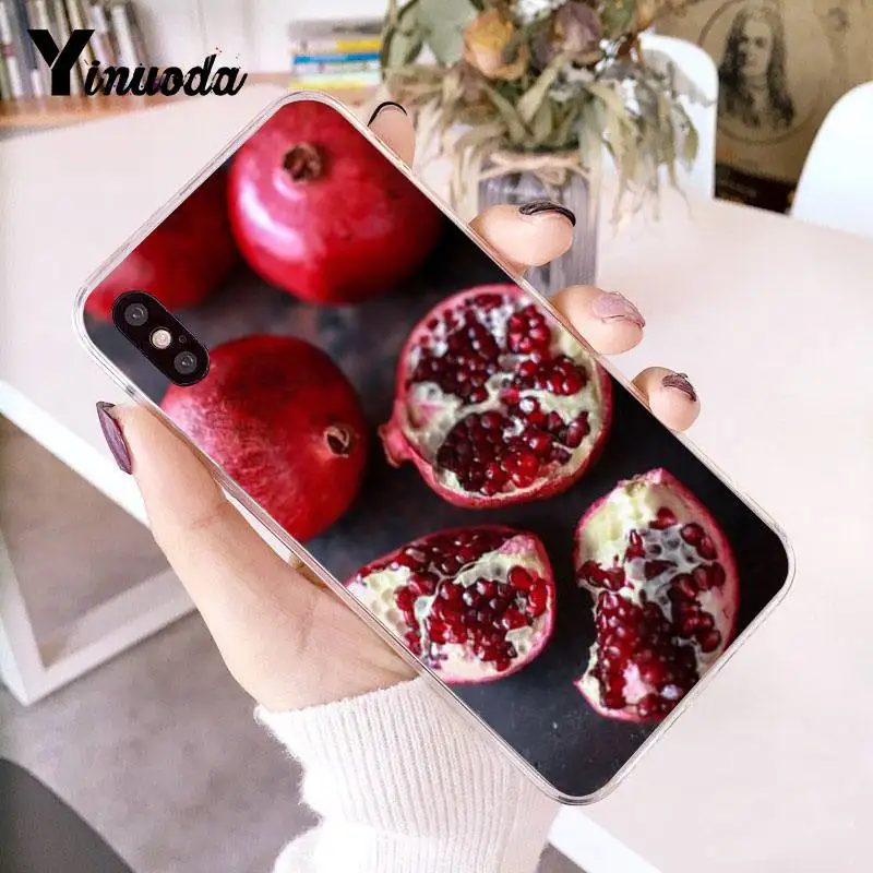Чехол Yinuoda для iPhone 7 6 X прозрачный чехол с гранатовыми фруктами телефона 8 6S Plus 5 5S SE