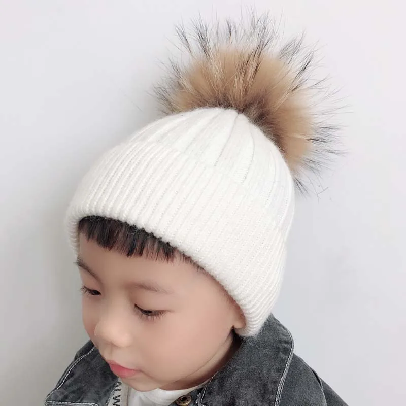 Мягкая теплая кашемировая вязаная шерстяная шапочка Beannie Kids детская зимняя шапка