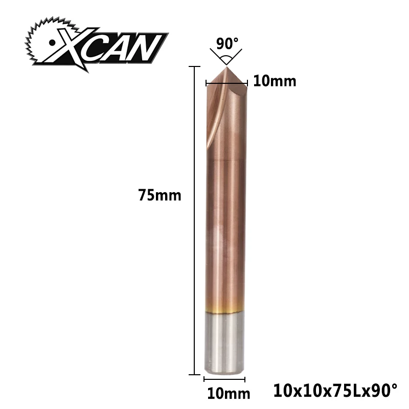 10xD10x75L XCAN 1 шт. 3-12 мм 2 флейты 90 градусов фаска Концевая фреза ЧПУ фреза TiCN с покрытием карбида Концевая фреза Фаски Фреза - Длина режущей кромки: 10xD10x75L