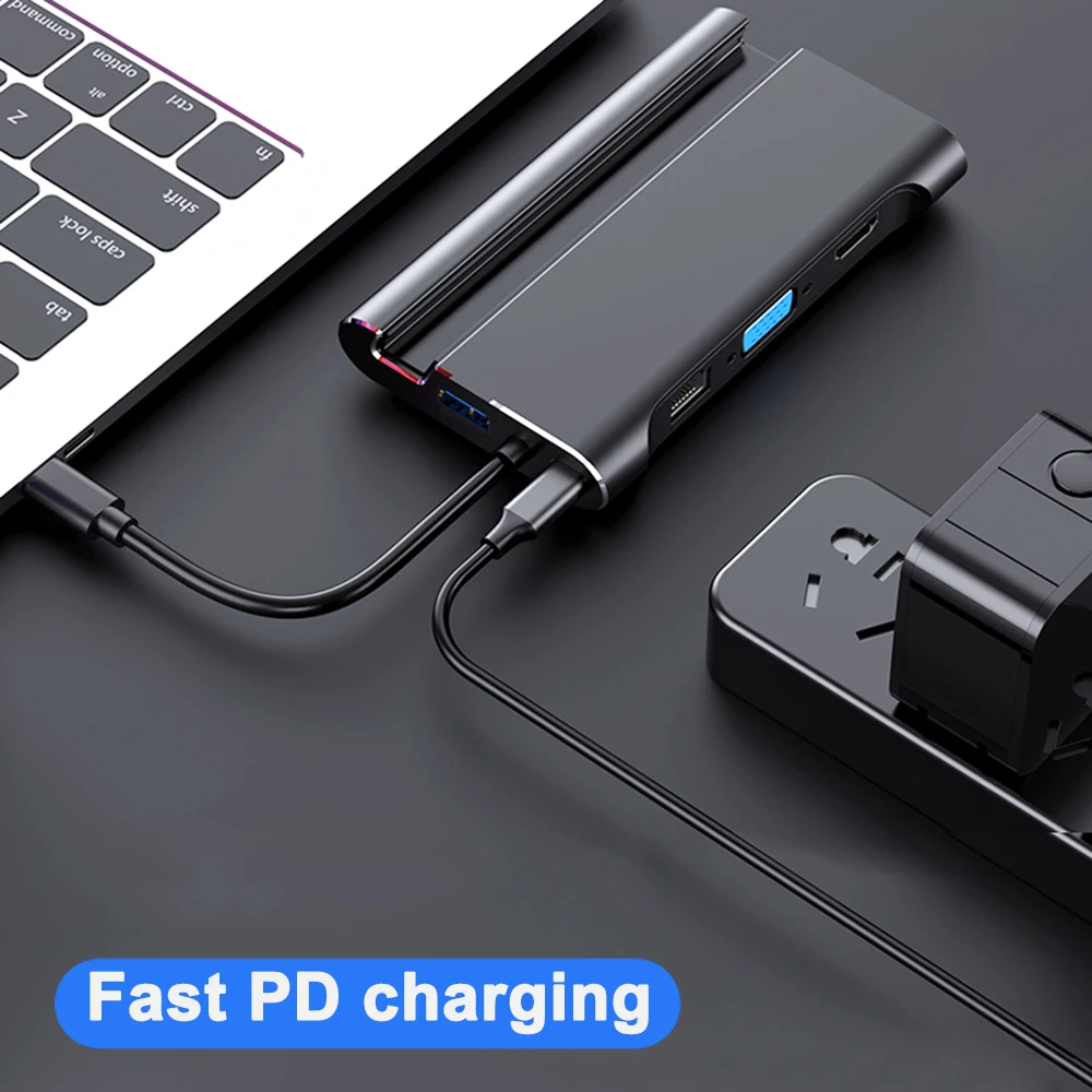 Док станция для ноутбука Thunderbolt 3 адаптер HDMI VGA RJ45 PD с держателем телефона док MacBook