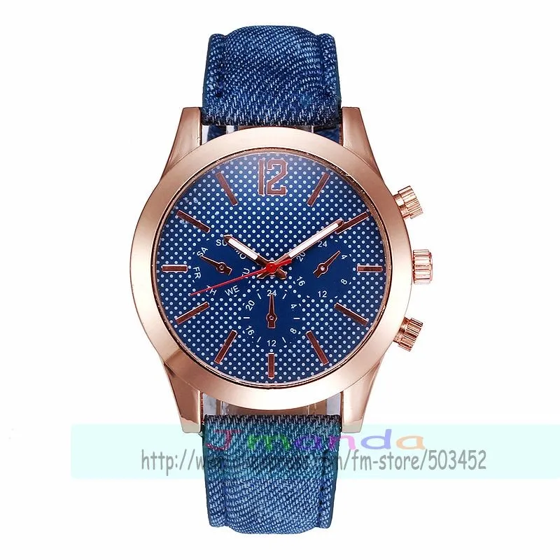 100pcs/lot 2733 Jean Leather Watch Wrap Quartz Casual For Unisex Blue Color Wristwatch Dress Wholesale Price | Наручные часы