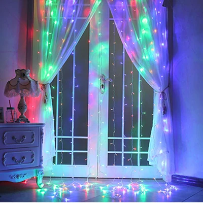 Светодиодный Шторы огни строки 3 м х 3 м 300 светодиодный s 220 v Xmas Фея Света для дома Свадебные/вечерние/Шторы/центр/якорь Фоновые украшения - Испускаемый цвет: Multicolor