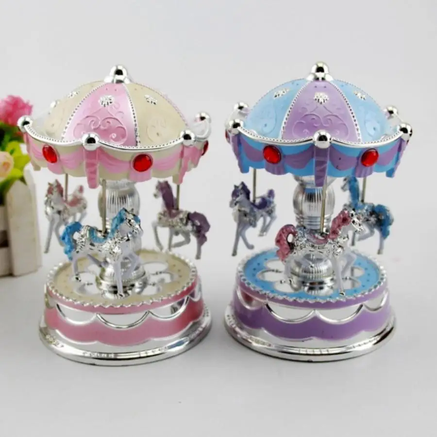 Новая светодиодная музыкальная шкатулка Merry go round Carousel для рабочего стола