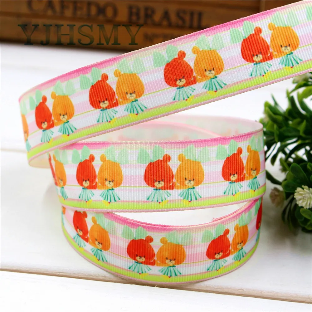 YJHSMY D-17329-1236 10 ярдов 25 мм мультяшная напечатанная grosgrain лента аксессуары для
