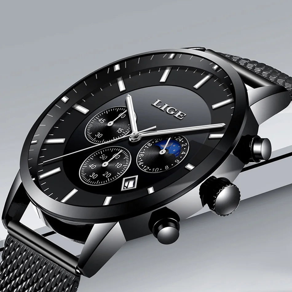 2018 LIGE Mens Watch Top Brand Luxury Business Chronograph Male Creative Quartz Men Fashion Sport Relogio Masculino | Наручные часы