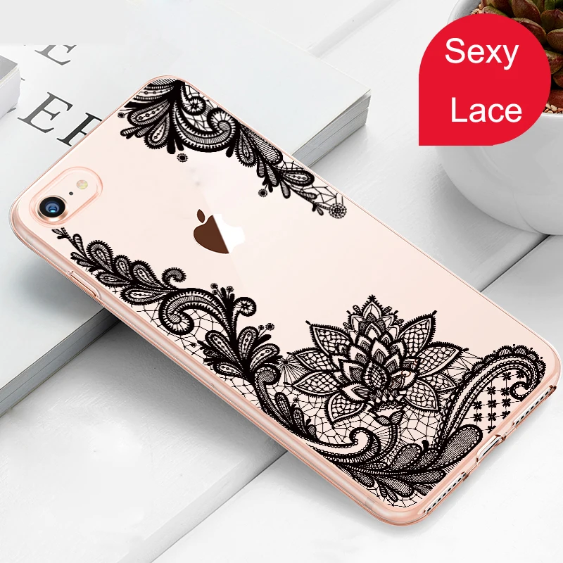 371 Роскошный силиконовый чехол для телефона для iPhone 8, 7, 6, 6s Plus, 5S чехол s, 3D кружевной цветок, мягкий ТПУ чехол для iPhone X XS, чехол для MAX XR - Цвет: 371