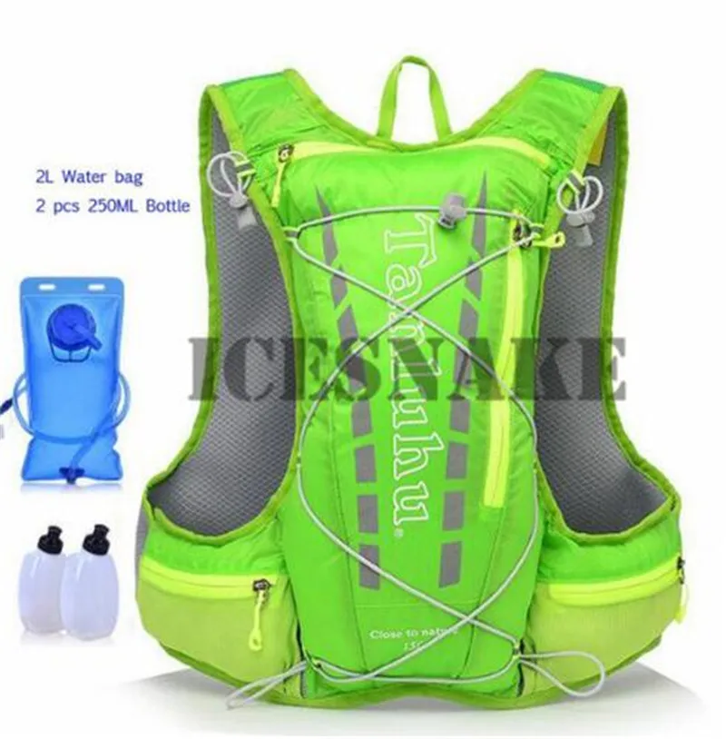 TANLUHU Trail Сумка для бега 15L гидратационный рюкзак для бега спортивный жилет поясная сумка для альпинизма Бег Туризм Велоспорт - Цвет: green 1