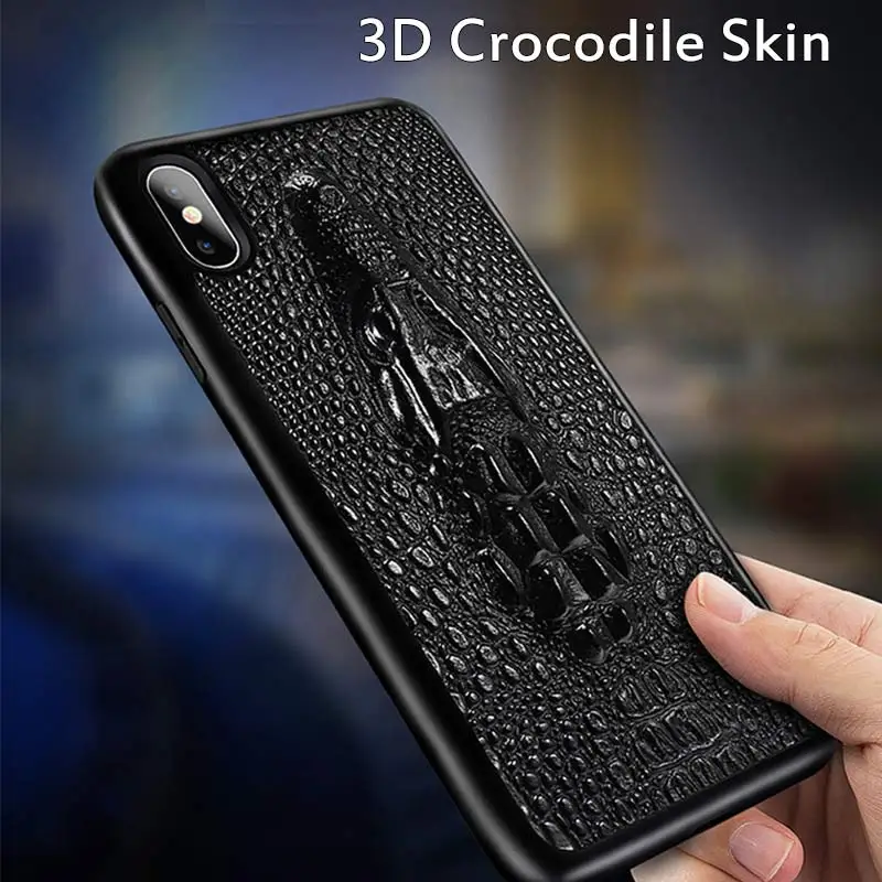 LANGSIDI 3D чехлы из натуральной кожи для iphone xr чехол 3d кожаные со змеиным узором x