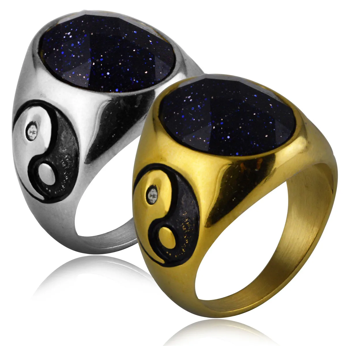 Мужское Винтажное кольцо Yin Yang Tai Chi 2 цвета серебряное Золотое подарочное