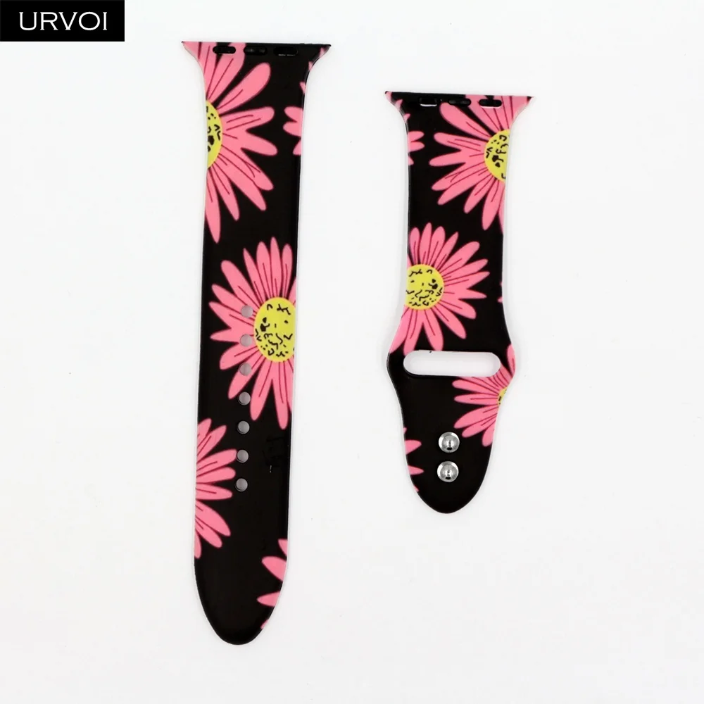 Style G URVOI силиконовый ремешок для apple watch спортивный ремешок для iWatch apple watch Series 5 4 3 2 1 Замена Фламинго леопарда 40 мм 44 мм - Цвет ремешка: Style G