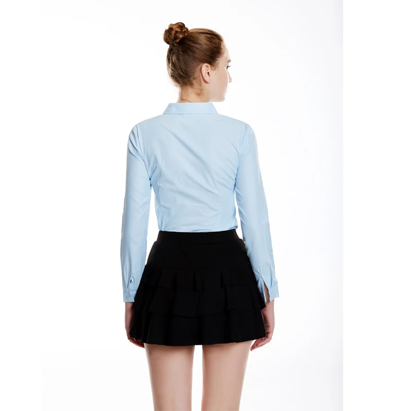 EPacket доставка офисные женские рубашки с длинным рукавом однотонные хлопковые