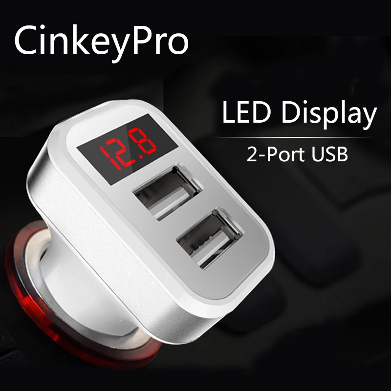 CinkeyPro светодиодный Экран 2-Порты и разъёмы зарядных порта USB для автомобиля Зарядное устройство для iPhone samsung автомобиля-Зарядное устройство адаптер 5 V/2.1A мобильного телефона адаптер для зарядки