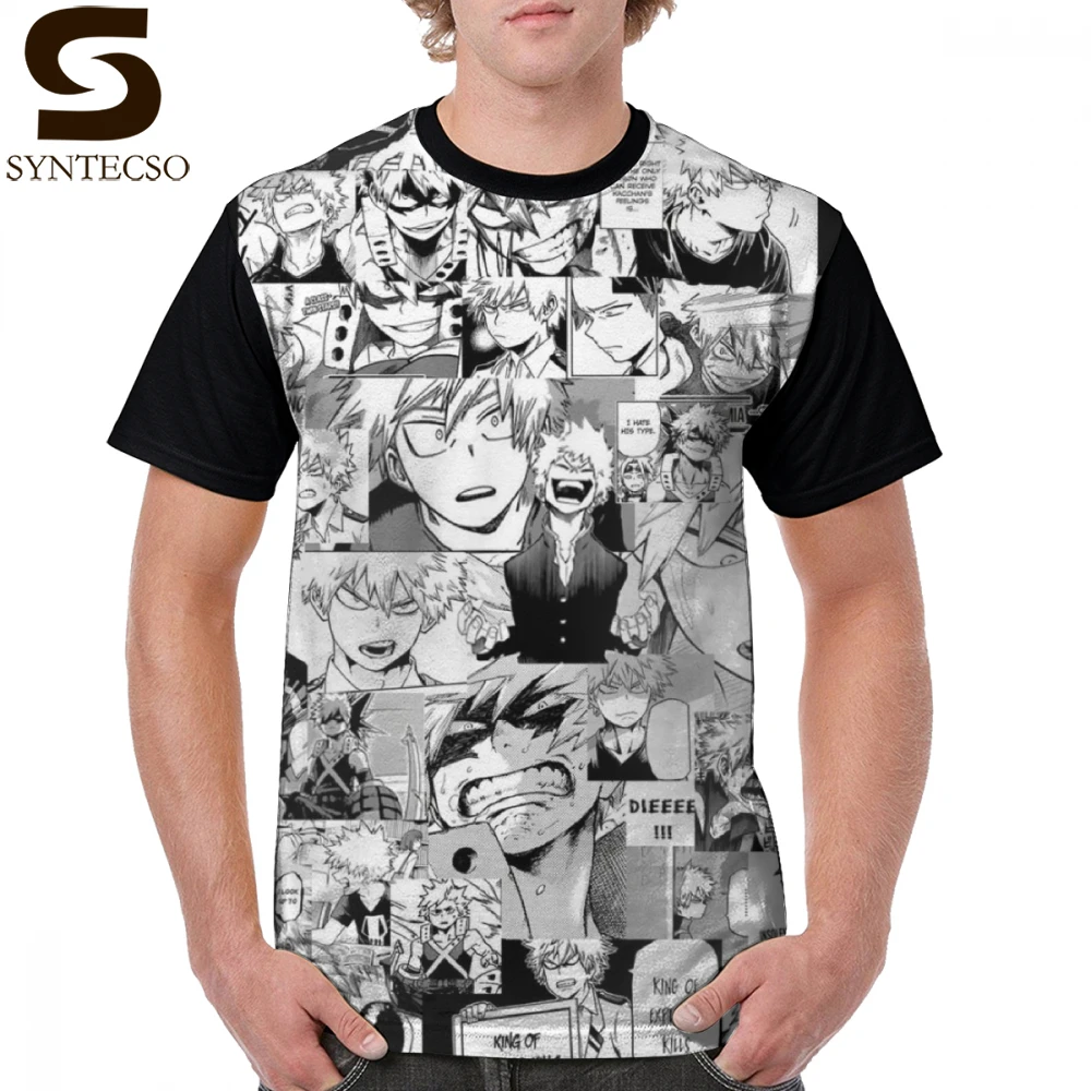 Футболка Bakugou Katsuki с коллажем из 100 полиэстера Милая футболка графическим
