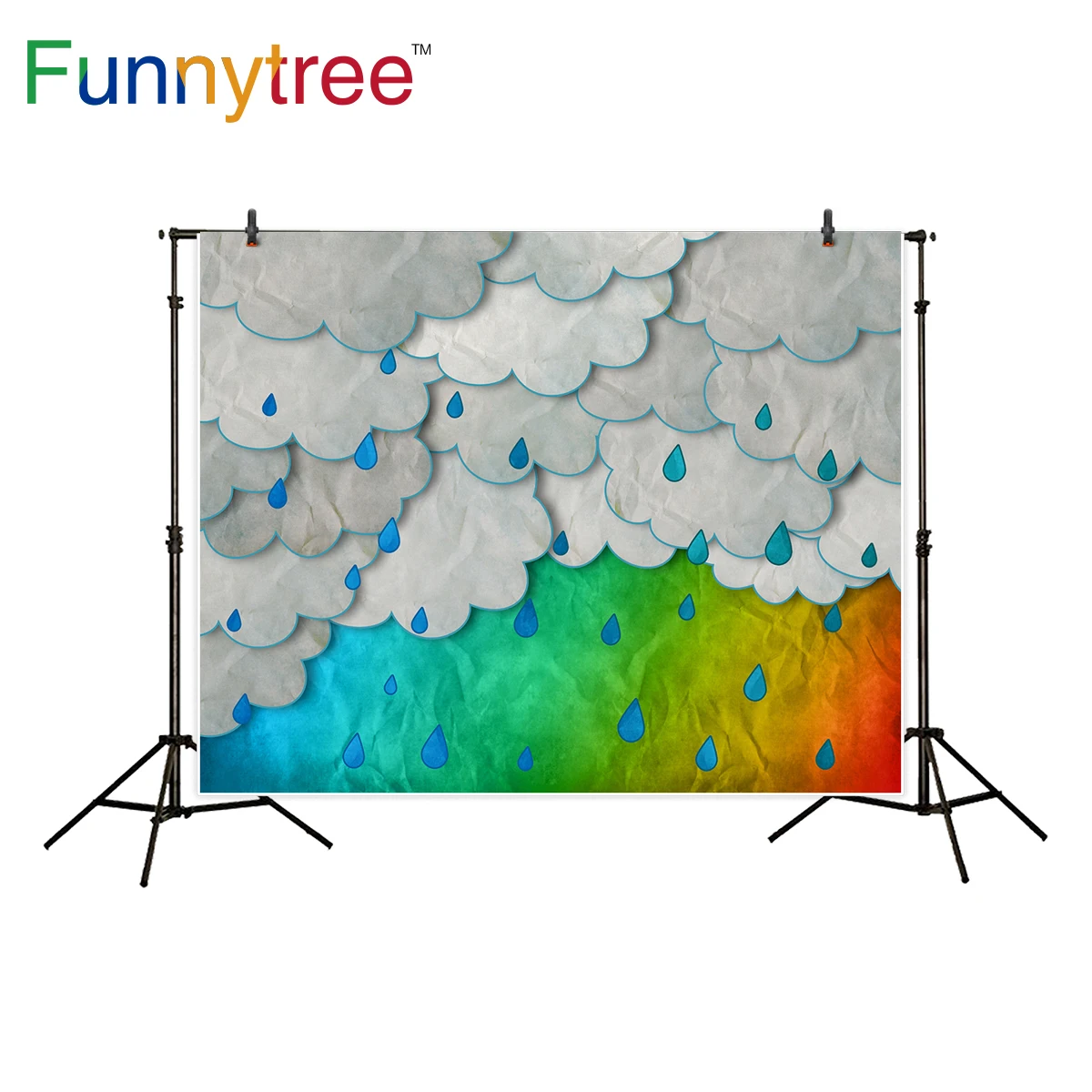 Фон Funnytree для фотостудии красочный карандаш облако дождь детский фон фотография
