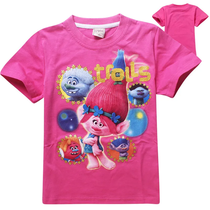 Christmas gifts for girls clothes trolls children short sleeve t-shirt girl &amp boys cartoon t shirt kids clothing cotton 4-11T | Мать и