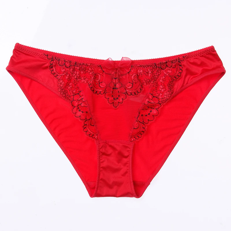 RED Lilymoda женские роскошные цветочные кружевные трусы Unltra тонкое нижнее белье трусики для женщин мягкое женское сексуальное белье дышащая ткань - Цвет: RED