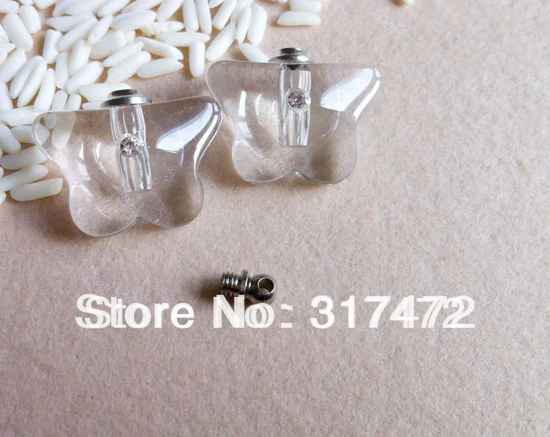 100 шт прозрачная бабочка рисовое искусство флакон кулон для ожерелья|vial pendant|pendant