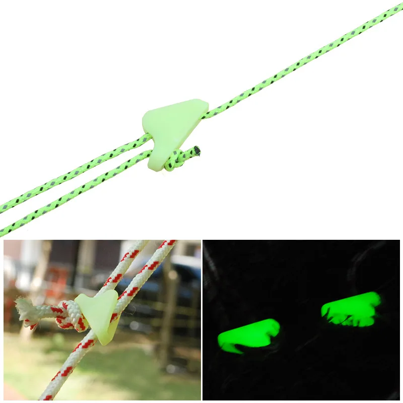 Outdoor Luminous Rope Buckle Fluorescence Tent Triangle Alert Reminder Accidental Danger Wind Adjuster 12PCS | Спорт и развлечения