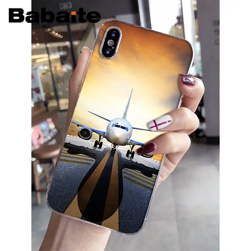 Babaite самолет рассвет самолет прибытие Прозрачный чехол для телефона для iphone XS Max 6 6S 7 7plus 8 8Plus 5 5S XR