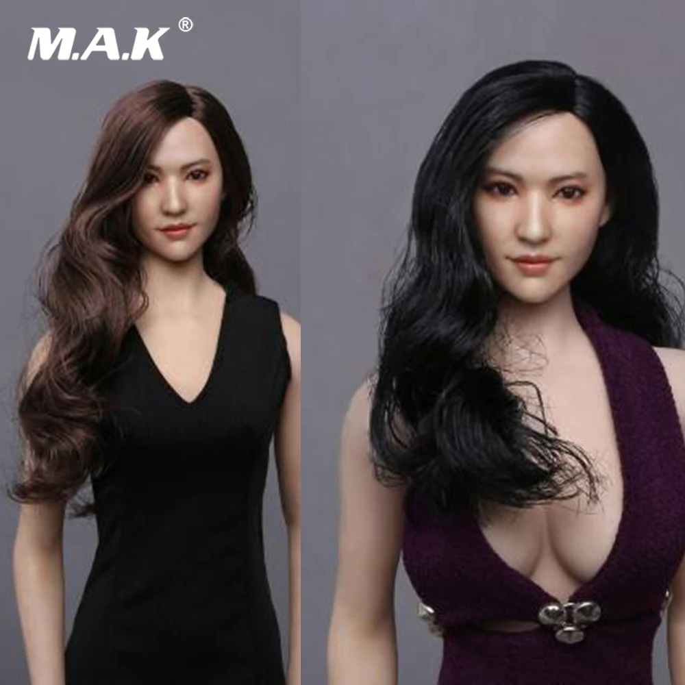 1/6 азиатская Красивая женская голова Liu Yifei Crystal с длинными вьющимися волосами для