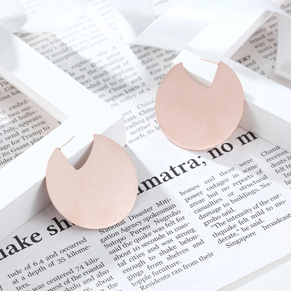 Женские серьги подвески BAOLAISI 2018 большие круглые из нержавеющей стали золотого