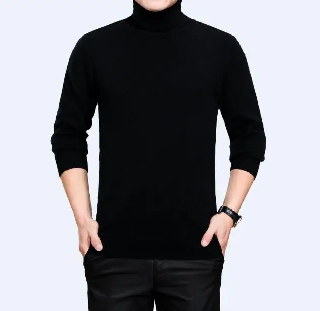 Мужской кашемировый свитер с высоким воротником осенне зимний мужской