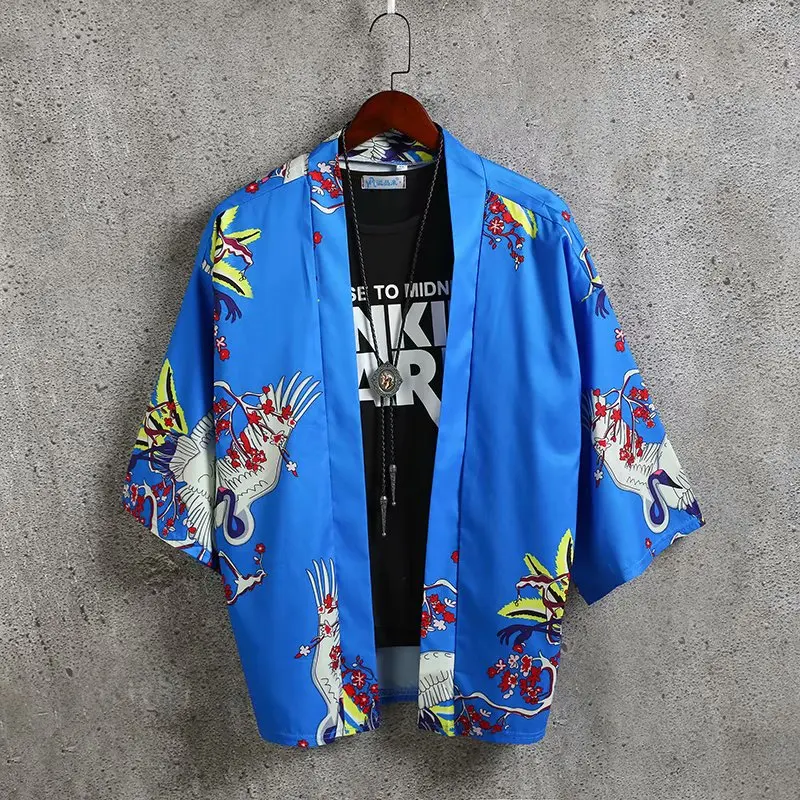 

Summer Hot Sale Mens Print Harajuku Clothing Coats Kimono Shirt